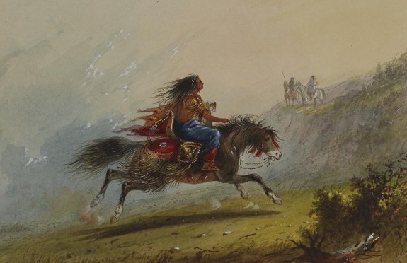 An Indian Girl (Sioux) on Horseback