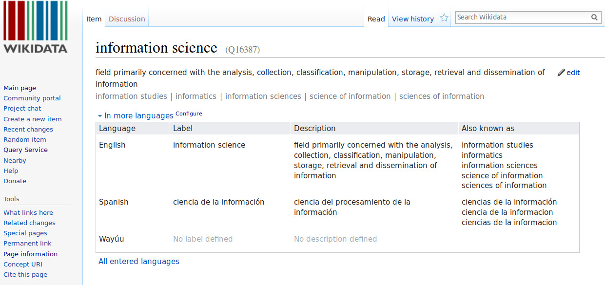 Information science en Wikidata