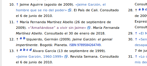 Referencias corregidas en el artículo de Jaime Garzón en Wikipedia