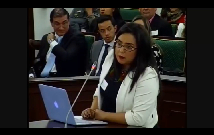 Johana Jaramillo de Open Connection en nombre de #BibliotecariosAlSenado en la audiencia pública que solicitamos durante el primer semestre de 2018
